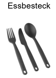 Schwarzes Essbesteck aus Kunststoff: Gabel, Messer und Löffel auf weißem Hintergrund.